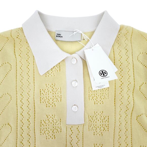 TORY BURCH Heart Pointelle Sweater in Sweet Butter L - Picture 4 of 11